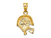 14k Yellow Gold Polished and Textured Open-Backed Football Helmet pendant