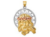 14k Yellow Gold, 14k White Gold and 14k Rose Gold Textured Jesus Pendant