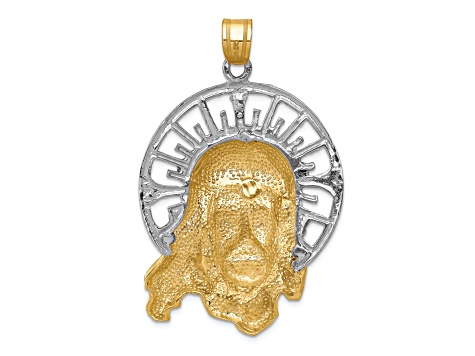 14k Yellow Gold, 14k White Gold and 14k Rose Gold Textured Jesus Pendant