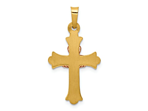 14K Yellow and Rose Gold Claddagh Cross Pendant