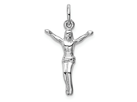 Rhodium Over 14K White Gold Jesus Charm