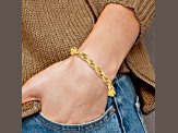 14K Yellow Gold Polished and Grooved Fancy Oval Link Bracelet