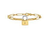 14K Two-tone Fancy Link with Lock Bracelet