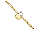 14K Two-tone Fancy Link with Lock Bracelet