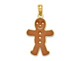 14K Yellow Gold Enameled Gingerbread Man Charm Pendant