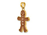 14K Yellow Gold Enameled Gingerbread Man Charm Pendant