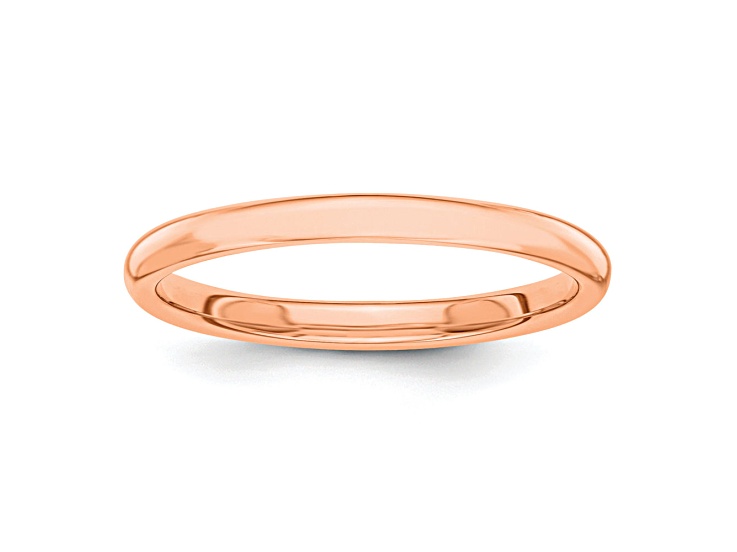 14K Rose Gold Polished 2mm Band