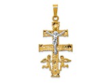 14K Yellow and White Gold Cara Vaca Crucifix Pendant