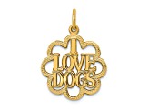 14k Yellow Gold Textured I Love Dogs Pendant
