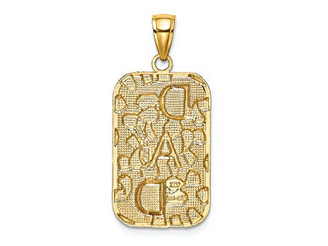 10K Yellow Gold DAD Gold Nugget Dog Tag Pendant