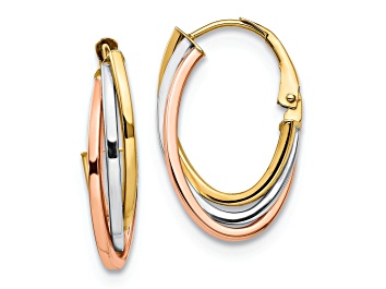 Picture of 14K Tri-color Gold Polished 1 inch Hoop Earrings