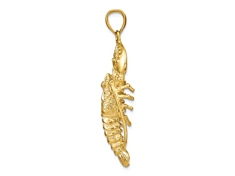14k Yellow Gold Textured 3D Lobster Pendant
