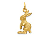 14k Yellow Gold Diamond-Cut and Satin Jack Rabbit Pendant