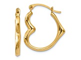 14k Yellow Gold 11/16" Heart Hoop Earrings