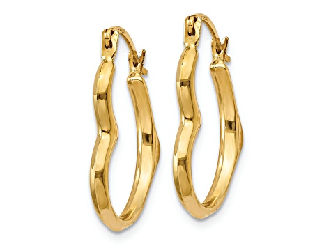 14k Yellow Gold 11/16" Heart Hoop Earrings