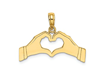 Picture of 14k Yellow Gold Hands Forming a Heart Charm