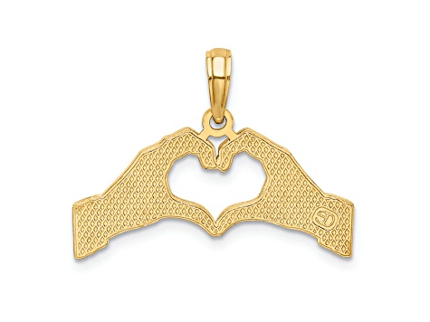 14k Yellow Gold Hands Forming a Heart Charm