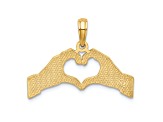 14k Yellow Gold Hands Forming a Heart Charm