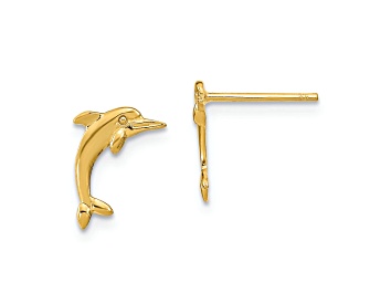 Picture of 14K Yellow Gold Dolphin Stud Earrings