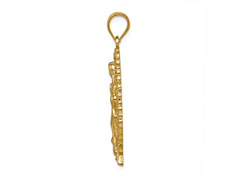 14K Yellow Gold Polished and Textured Guadalupe Pendant