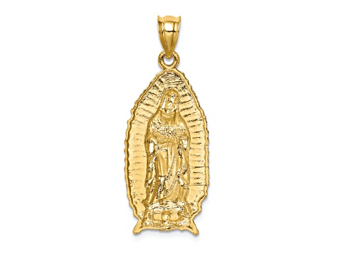 14K Yellow Gold Polished and Textured Guadalupe Pendant