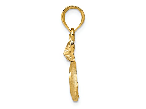14k Yellow Gold Satin and Diamond-Cut Cat pendant