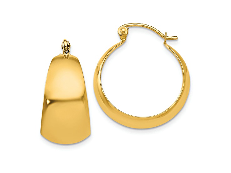 10k Yellow Gold 13/16" Polished Tapered Hoop Earrings