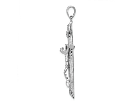 Rhodium Over 14k White Gold Textured Crucifix Pendant