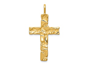 14K Yellow Gold Nugget Cross Pendant