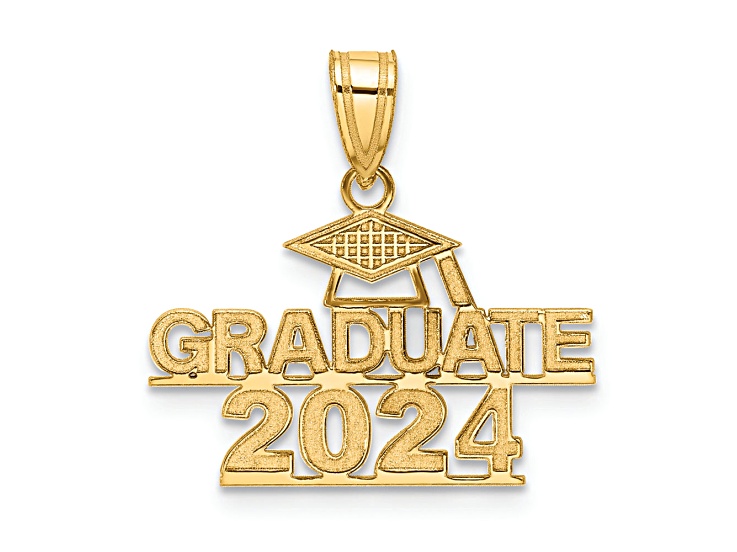 14K Yellow Gold Polished GRADUATE 2024 Under Cap Charm