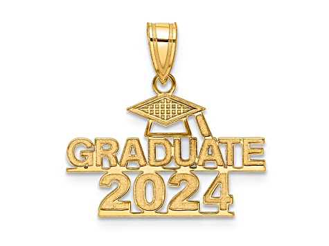 14K Yellow Gold Polished GRADUATE 2024 Under Cap Charm