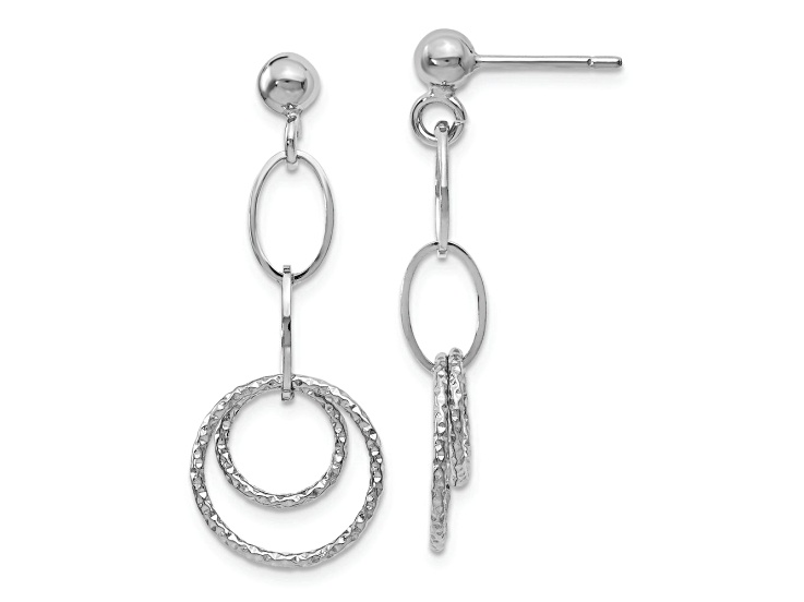 Rhodium Over 14k White Gold Dangle Earrings