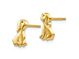 14K Yellow Gold Sitting Dog Post Earrings