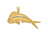 14k Yellow Gold Textured Female Dorado (Mahi-Mahi) Pendant