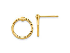 14k Yellow Gold Polished and Diamond-Cut Circle Stud Earrings