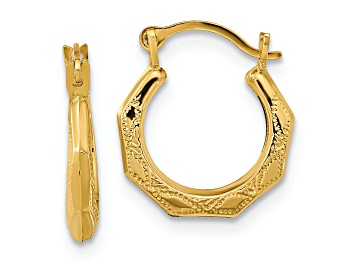 Picture of 14K Yellow Gold Polished Hinged Hoop Earrings