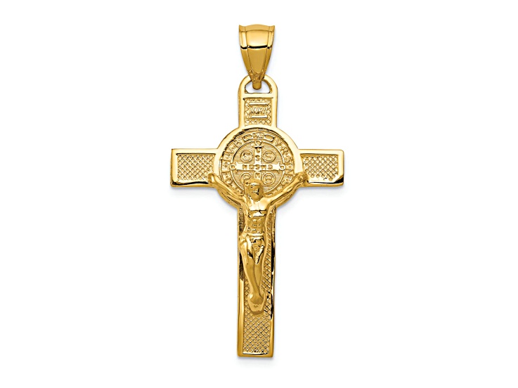 14K Yellow Gold San Benito 2-Sided Crucifix Pendant