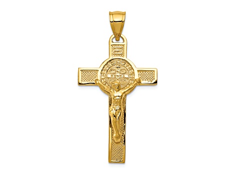 14K Yellow Gold San Benito 2-Sided Crucifix Pendant