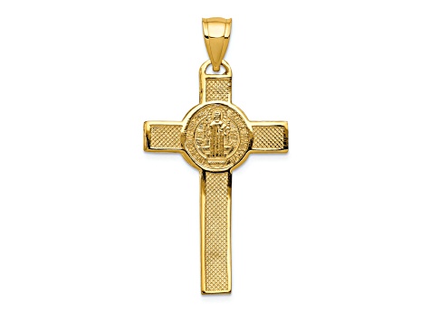 14K Yellow Gold San Benito 2-Sided Crucifix Pendant