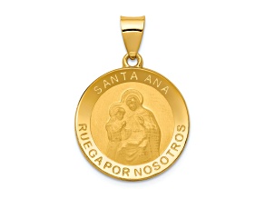 14k Yellow Gold Polished and Satin Spanish Saint Anne Medal Pendant
