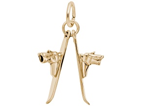 14K Yellow Gold Skis Charm