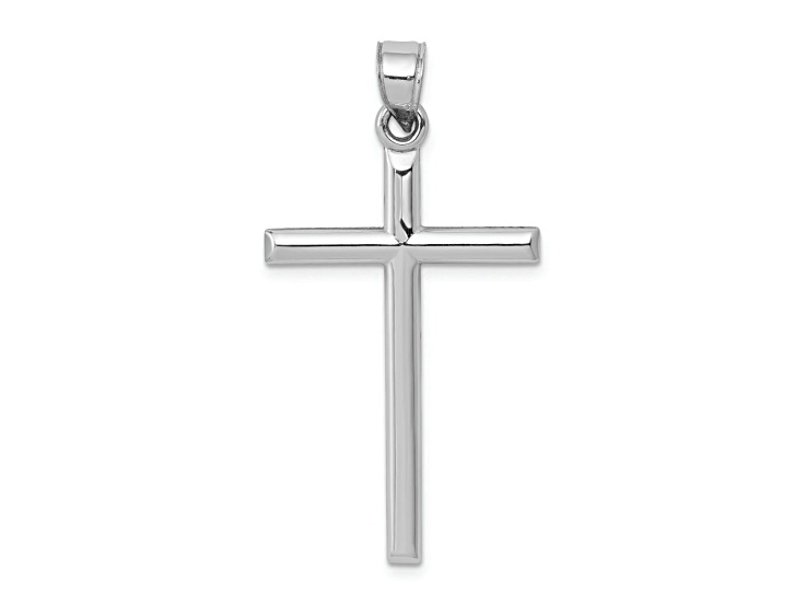 Rhodium Over 14k White Gold Cross Pendant
