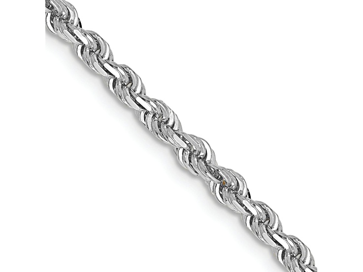 Rhodium Over 14k White Gold 3.0mm Solid Diamond-Cut Quadruple Rope 22 Inch Chain