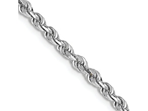 Rhodium Over 14k White Gold 3mm Solid Diamond-Cut Quadruple Rope 30 Inch Chain