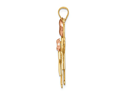 14k Yellow Gold and 14k Rose Gold Satin Big Girl and Little Girl Charm