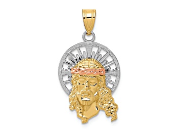 Picture of 14k Yellow Gold, 14k White Gold and 14k Rose Gold Diamond-Cut Christ Charm