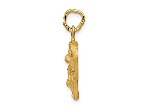 14k Yellow Gold Satin and Diamond-Cut Comedy and Tragedy Pendant