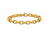 18K Yellow Gold 8mm Hammered Oval Link 8.5 inch Bracelet