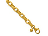 18K Yellow Gold 8mm Hammered Oval Link 8.5 inch Bracelet