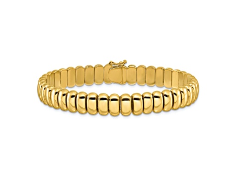 14K Yellow Gold 9.5mm Band Link 7.5 Inch Bracelet